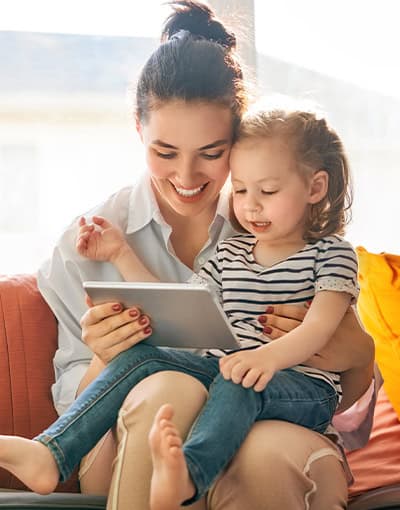 Mother Child Using Tablet Together