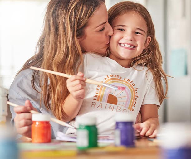 Mother Daughter Painting Crafts Together