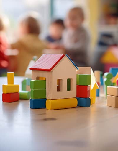 Wooden Building Blocks Preschool Classroom